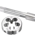 M15 X 1 Metric Tap and Die Set Kit for thread repair, showing round die and square shank tool, close-up view
