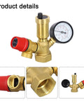 Brass Boiler Safety Group With Pressure Relief Valve And Air Vent For Closed Heating Circuits 6 Bar Relief 10 Bar Gauge