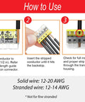 Push-In Wire Connector Kit With 45 Wall Nuts Case, Quick-Connect Splice For Solid And Stranded Conductors, Assorted 2773-402 To 2773-408, Tool-Free Convenience For Faster Electrical Wiring visual diagram with instructions.
