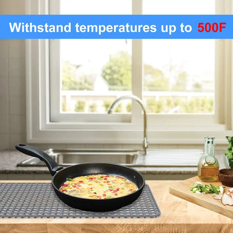 Silicone Kitchen Sink Mat Protector For Bottom Of Sink 28.1 By 14.3 Inches Non Slip Grey Drain Friendly Design Fits Stainless Steel And Porcelain Sinks For Kitchen Use