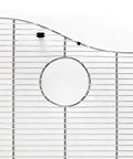 Gravity 27x16 Stainless Steel Bottom Sink Protection Grid With PVC Feet shown with circular cutout detail