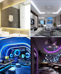 RGBW LED Strip Lights 16.4ft 5m Dope RGB Color Mix With 2700K Warm White used in modern indoor decor in various rooms