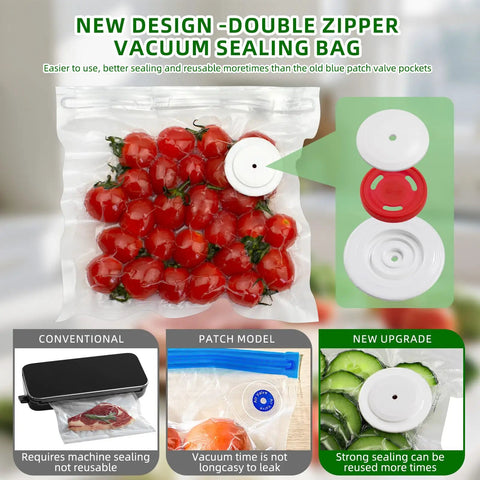Handheld Food Vacuum Sealer That Keeps Food Fresh Up To Ten Times Longer With Powerful Suction And One Touch Seal bag with tomatoes