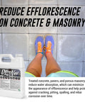 Deep Penetrating Silane Siloxane Concrete Driveway Sealer Forms A Straight Up Invisible Water Repellent Shield To Keep Masonry Looking Crisp While Totally Knocking Out Flakey Surface Layer Trouble, shown on concrete pavers with sneakers.