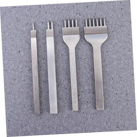 4 punch tools from 8-Piece Leather Craft Tool Kit With Sharp Rhombus-Tooth Punches on grey background