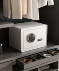 Must Have White Biometric Safe With Fingerprint Lock And Touchscreen Keypad, Jewelry And Cash Safe For Home Office Or Bedroom, Fireproof Waterproof Bag Included