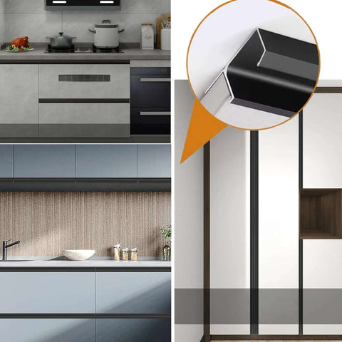 Black Aluminum Cabinet Handles G Type Pulls Concealed Door Knobs Finger Edge Pulls for kitchen in modern design
