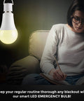 LED Smart Emergency Light Bulb With Rechargeable Battery Backup for 3 to 4 Hour Power Outages lighting a room