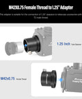 M42x0.75 Female To 1.25 Inch Adapter With T-2 Threads for telescope eyepiece connection illustration