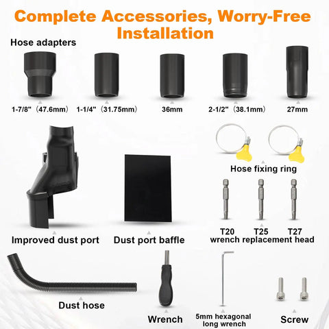 Improved Miter Saw Dust Collection Adapter With Five-In-One Vacuum Connector, Optimized Airflow For Boss-Level Dust Pickup accessories