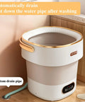 No Sweat Portable Washing Machine With Spin Basket 20 Liter Mini Washer showing automatic drain design and water pipe.