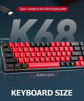Solid Compact 68 Key Wired Keyboard With Butter Smooth Tactile Keys Dope Rainbow Rgb Backlights showcasing size and design.