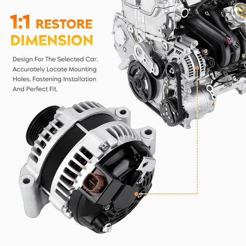 Beefed-Up Drop-In Alternator Compatible With 04-08 TSX, 03-07 Accord 2.4L, 03-11 Element, 07-11 CR-V, 06-11 Civic 2.0L Si, 06-08 CSX