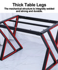 Badass Heavy Duty Metal Table Legs For Desks And Coffee Tables Built Tough With Square Tube Iron, black with red accents.