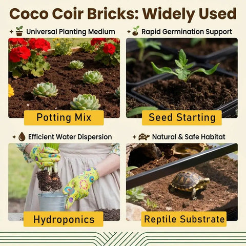 10 Pack Coco Coir Bricks Organic Coconut Coir Growing Substrate for Plants Seed Starting Potting Mix Reptile Habitat Use