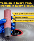 Heavy Duty Aluminum Oxide Spindle Sander Sleeves Six Pack Assorted Diameters 1/2 To 3 Inches Four And A Half Long Grit Eighty in use with hand