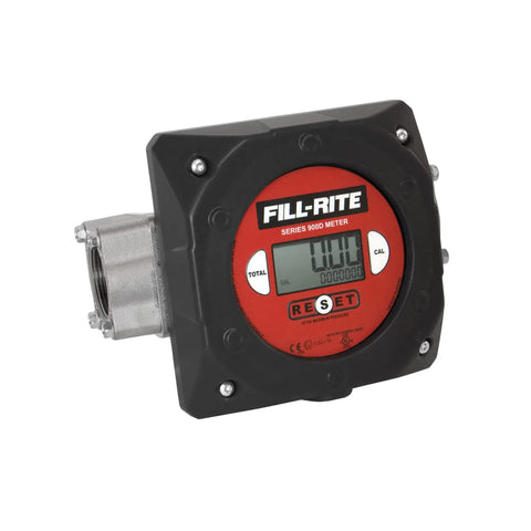 Workhorse Digital Fuel Transfer Meter With 1.5 Inch NPT Connection, 6 To 40 GPM, 23 To 151 LPM, nickel-plated cast aluminum housing.