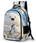 Frosty Polar Bear Printed Unisex Backpack Large Capacity Durable Polyester Travel School Bag for Teens with bear design