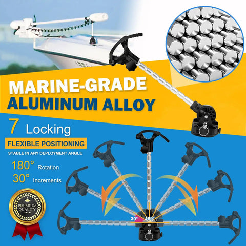 Stabilizer Mount For Trolling Motors With Fold Down Bracket And Adjustable Arm, Marine Grade Anti Bounce Design