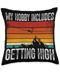 Glider Pilot Throw Pillow For Sailplane Fans Soaring Adventurer Cushion With Aviation Vibe Flight Inspired Home Decor Cozy Decorative Pillow Cover For Gliding Enthusiasts Perfect Gift For Airsport Lovers, black pillow with glider and sunset design.
