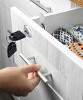 Sixteen Pack Cabinet Cam Locks With Thirty Two Keys Five Eighth Inch Diameter Keyed Alike Non Key Retaining Lock Set in drawer