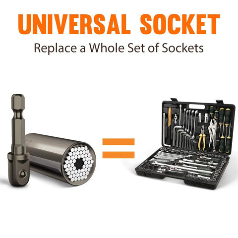 Ultimate Universal Socket Set With Power Drill Adapter Gift For Men Who Have Everything, Handy Grip Tool Kit For Dads Husbands Boyfriends, Dope Gift For Electricians Mechanics Carpenters And DIY Lovers