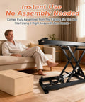 Electric Scissor Lift Table 280 Lbs Capacity Adjustable Height 7.1 To 26.4 In in living room setting with man relaxing nearby