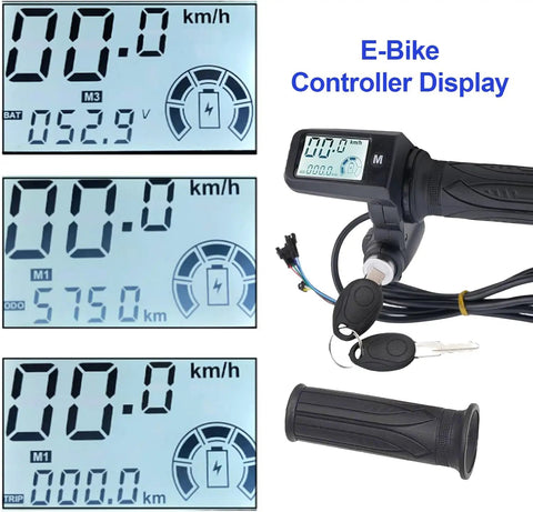 Full Twist Throttle Upgrade For 36V 48V 60V E Bikes And Scooters With 3 Speed Adjustments Real Time LCD Voltage Display Key Switch 8 Pin Plug And Play Grip For E Bike And Motorcycle