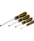 Pozidriv 4 Pc Dual Material Screwdriver Set Pro Grade With Speed Zone Handle For Faster Rotation Comfortable Grip Non Slip Black Oxide Tips
