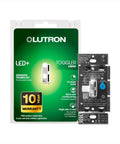 LED Plus Dimmer Switch for Dimmable LED Halogen and Incandescent Bulbs, 150 Watt, Single-Pole or 3-Way, White TGCL-153PH-WH packaging