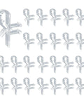 25 Pack Clear Plastic Hidden Valance Clips For Horizontal Blinds No Sweat Install Rock Solid Grip Window Covering Retainers Heavy Duty Grooved Design Smooth Operation arranged in grid layout.