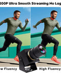 Comparison of low and high fluency images using High Speed USB Camera With Global Shutter 90fps 2MP 1920x1200 next to runner.