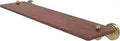 Waverly Place 22-Inch Solid IPE Ironwood Wood Shelf in Satin Brass, wall mounted with concealed screws, side view