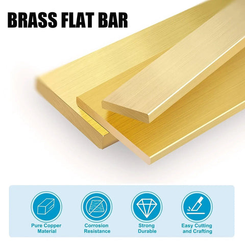 Solid Brass Flat Bar 500mm Long With 2mm Thickness And 5mm To 40mm Width Range, corrosion resistant brass stock