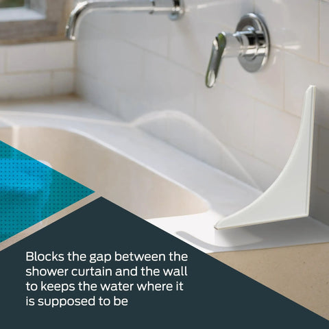 White Bathroom Shower Splash Guard 7 By 9 Inches Pack Of 2 Keeps Water Off The Floor With A Curved Edge Design No Slip No Mess