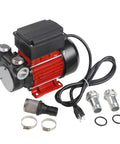 Badass 110V Electric Self Priming Diesel Fuel Transfer Pump with black and red design, includes fittings and hoses for easy use.
