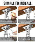 Installation steps for Two Pack Swing Hanger Set 304 Stainless Steel Beefy Heavy Duty Ceiling Mount Swivel Hooks 1763 Lbs Capacity.