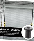 Five Piece Barn Door Track Spacers And Connectors Kit For Sliding Door Hardware, durable steel spacers shown with garage door.