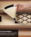 Set Of Attachable Indoor Carpet Stair Treads Moroccan Trellis Lattice Vanilla Cream And Coffee Brown 8 By 26 Inch Non Slip Grip