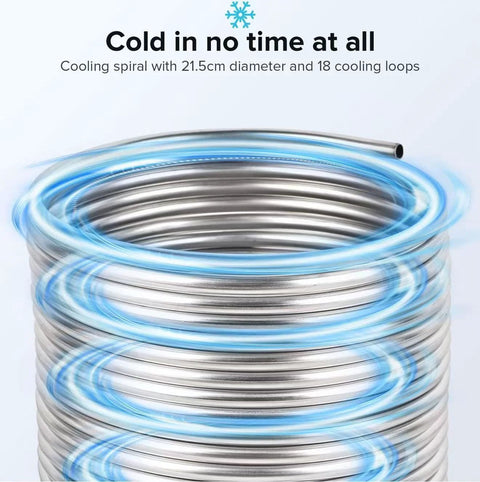 1/2 in x 50 ft 304 stainless steel wort chiller tube, immersion brewing coil, front view