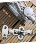 Stainless Steel Marine Catch Latch And Hasp Lock Set Silver 11.5x4.9cm For Boat Cabinets With Saltwater Resistance And Durable Heavy Duty Toggle Clamp Style Installation For Secure Seaworthy Doors mounted on wooden deck