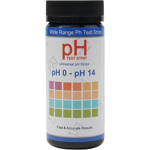 pH Test Strips 0 To 14, 100 Strips Universal Litmus Paper for Liquid Water Food and Soap Making bottle with color chart visible