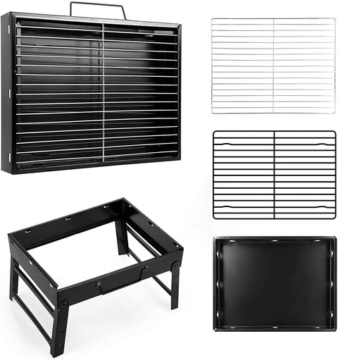 Portable Folding Charcoal Grill For Outdoor BBQ On The Go Stainless Steel Tabletop Smoker ultra lightweight components display