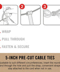 Eco Friendly 5 Inch Small Cable Tie Straps Black Three Eighths Inch Wide Reusable Cord Ties 50 Pack Adjustable No Fuss