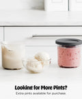 Ultimate Seven In One Frozen Treat Machine That Goes Hard On Cravings includes creamy gelato and sorbet pints on a kitchen counter.