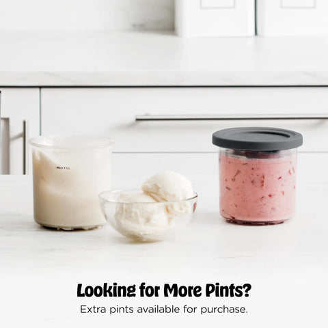 Ultimate Seven In One Frozen Treat Machine That Goes Hard On Cravings includes creamy gelato and sorbet pints on a kitchen counter.