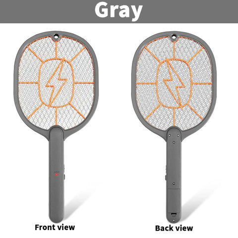 Two Pack Electric Fly Swatter Racket Set, AA Battery Powered Bug Zapper For Indoor Outdoor Use, front and back view