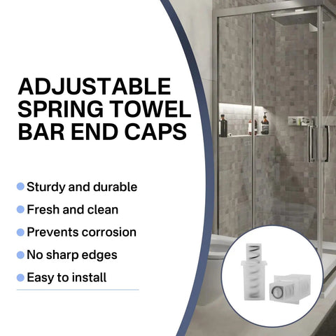 Adjustable Spring Replacement Towel Bar End Caps For Easy Swap Durable Plastic Wall Mount Ends With Spring Loaded Design in shower