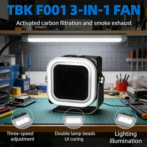 Portable Solder Fume Extractor With 15,000 RPM Motor USB C Charging LED Light for electronics work and DIY soldering