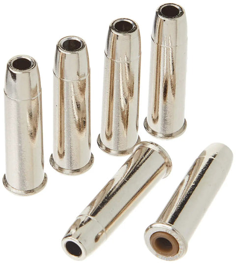 Six Spare Pellet Shells for .177 Cal Air Pistol Revolver, Easy Load Casings, Silver Finish Pack